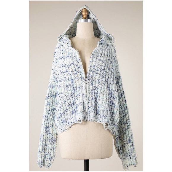 Miracle Speckled Chenille Zip up Loose fit Hoodie Sweater Cardigan - Picture 1 of 1